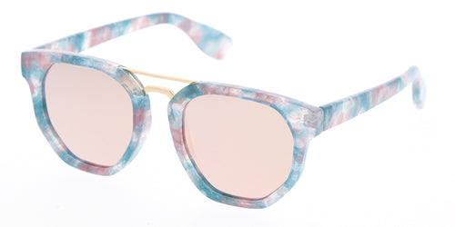 7184RV Unisex Combo Medium Double Bridge Vintage Inspired Frame w/ Color Mirror Lens