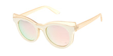 7195RV Women's Plastic Medium Double Layered Wing Tip Cat Eye Frame w/ Color Mirror Lens