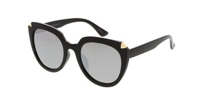 7237RV Women's Plastic Large Tipped Cat Eye Frame w/ Color Mirror Lens