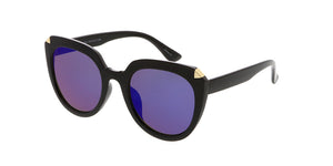 7237RV Women's Plastic Large Tipped Cat Eye Frame w/ Color Mirror Lens