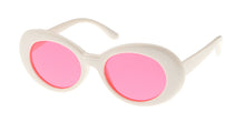 7268WHT/COL Women's Plastic Oval Retro White Frame w/ Color Lens Clout Goggles