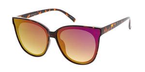 7279RV Women's Plastic Large Cat Eye w/ Color Mirror Lens