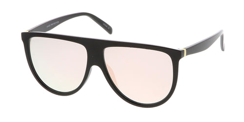 7281RV Women's Plastic Large Flat Top Designer Frame w/ Color Mirror Lens