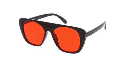 7304COL Unisex Retro Plastic Flat Top w/ Color Lens