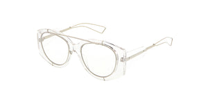 7307CLR Unisex Combo Large Vintage Inspired Crystal Clear Frame w/ Metal Inset Accents and Clear Lens