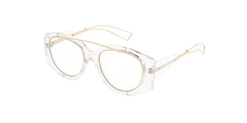 7307CLR Unisex Combo Large Vintage Inspired Crystal Clear Frame w/ Metal Inset Accents and Clear Lens