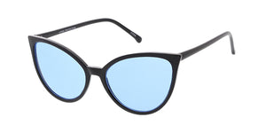 7403COL Women's Plastic Medium Thin Cat Eye Frame w/ Color Lens