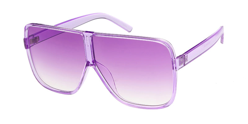 7417CRY/COL Women's Plastic Oversized Monochromatic Rounded Square Frame w/ Color Lens