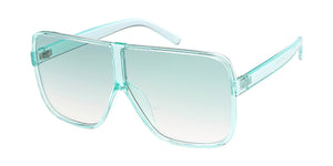 7417CRY/COL Women's Plastic Oversized Monochromatic Rounded Square Frame w/ Color Lens