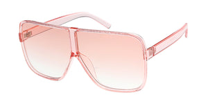 7417CRY/COL Women's Plastic Oversized Monochromatic Rounded Square Frame w/ Color Lens