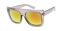 7419RV Women's Plastic Oversized Thick Square Flat Top Frame w/ Color Mirror Lens