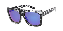 7419RV Women's Plastic Oversized Thick Square Flat Top Frame w/ Color Mirror Lens