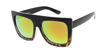 7419RV Women's Plastic Oversized Thick Square Flat Top Frame w/ Color Mirror Lens