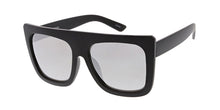 7419RV Women's Plastic Oversized Thick Square Flat Top Frame w/ Color Mirror Lens