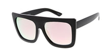 7419RV Women's Plastic Oversized Thick Square Flat Top Frame w/ Color Mirror Lens