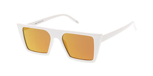 7431RV Women's Plastic Medium Flat Top Cat Eye Frame w/ Color Mirror Lens