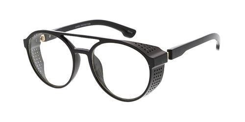 7456CLR Unisex Plastic Medium Aviator w/ Side Shields and Clear Lens