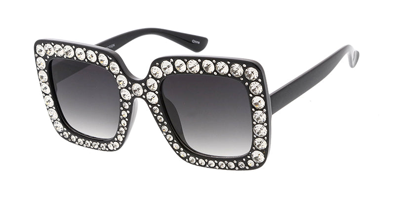 7478RH Women's Plastic Large Square Rhinestone Frame