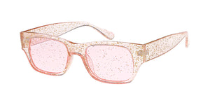 7575CRY/GLT Women's Plastic Medium Rectangular Crystal Color Glitter Frame w/ Glitter Lens