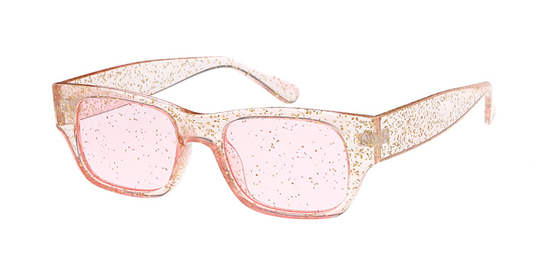 7575CRY/GLT Women's Plastic Medium Rectangular Crystal Color Glitter Frame w/ Glitter Lens