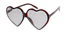 7600HRT/GLT Women's Plastic Large Heart Frame w/ Diamond Edged Glitter Lens