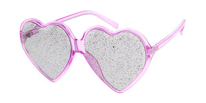 7600HRT/GLT Women's Plastic Large Heart Frame w/ Diamond Edged Glitter Lens