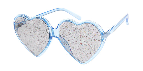7600HRT/GLT Women's Plastic Large Heart Frame w/ Diamond Edged Glitter Lens