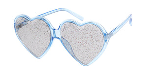 7600HRT/GLT Women's Plastic Large Heart Frame w/ Diamond Edged Glitter Lens
