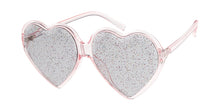 7600HRT/GLT Women's Plastic Large Heart Frame w/ Diamond Edged Glitter Lens