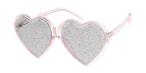 7600HRT/GLT Women's Plastic Large Heart Frame w/ Diamond Edged Glitter Lens