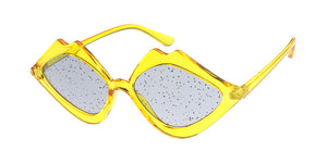 7618GLT Women's Plastic Medium Crystal Color Lips Frame w/ Glitter Lens