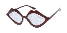 7618GLT Women's Plastic Medium Crystal Color Lips Frame w/ Glitter Lens