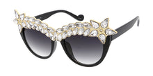 7636RH Women's Plastic Large Cat Eye Rhinestone Crown Frame