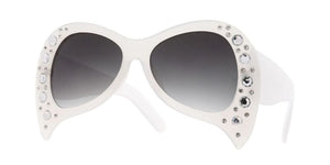 7648RH Women's Plastic Large Fang Designer Frame w/ Rhinestones