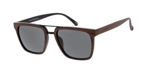 7708 Unisex Plastic Medium Square Double Bridge Woodgrain Texture Frame
