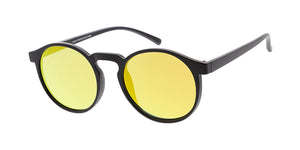 7733RV Unisex Plastic Medium Round Schoolboy Vintage Inspired Hipster Frame w/ Flash Mirror (Very Light) Lens