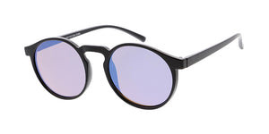 7733RV Unisex Plastic Medium Round Schoolboy Vintage Inspired Hipster Frame w/ Flash Mirror (Very Light) Lens