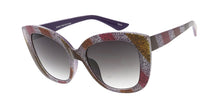 7783GLT Women's Plastic Large Striped Glitter Cat Eye Frame
