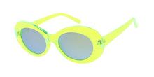 7788NEO/RV Unisex Plastic '90s Retro Round Oval Crystal Neon Frame Clout Goggles w/ Color Mirror Lens