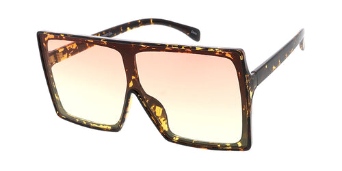 7804COL Women's Plastic Oversized Rectangular Shield Frame w/ Two Tone Lens
