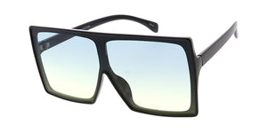 7804COL Women's Plastic Oversized Rectangular Shield Frame w/ Two Tone Lens