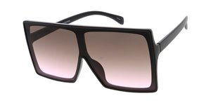 7804COL Women's Plastic Oversized Rectangular Shield Frame w/ Two Tone Lens