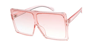7805CRY/COL Women's Plastic Oversized Rectangular Crystal Color Shield Frame w/ Color Lens