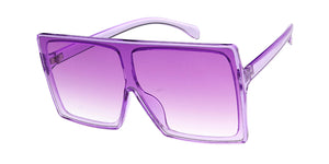 7805CRY/COL Women's Plastic Oversized Rectangular Crystal Color Shield Frame w/ Color Lens