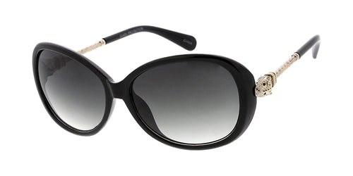 7857 Women's Plastic Medium Oval Frame w/ Leopard Metal Accent