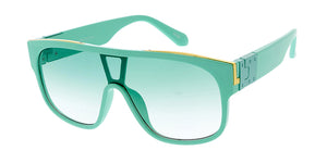 7895COL Unisex Plastic Large Flat Top Shield Color Frame w/ Metal Accents and Color Lens