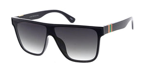 7927 Unisex Plastic Medium Rectangular Flat Top Shield Frame w/ Metal Accent Hinge