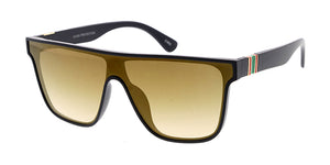 7927 Unisex Plastic Medium Rectangular Flat Top Shield Frame w/ Metal Accent Hinge