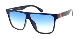 7927 Unisex Plastic Medium Rectangular Flat Top Shield Frame w/ Metal Accent Hinge