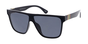 7927 Unisex Plastic Medium Rectangular Flat Top Shield Frame w/ Metal Accent Hinge